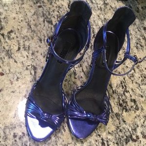 Topshop “risky” metallic blue sandals heels